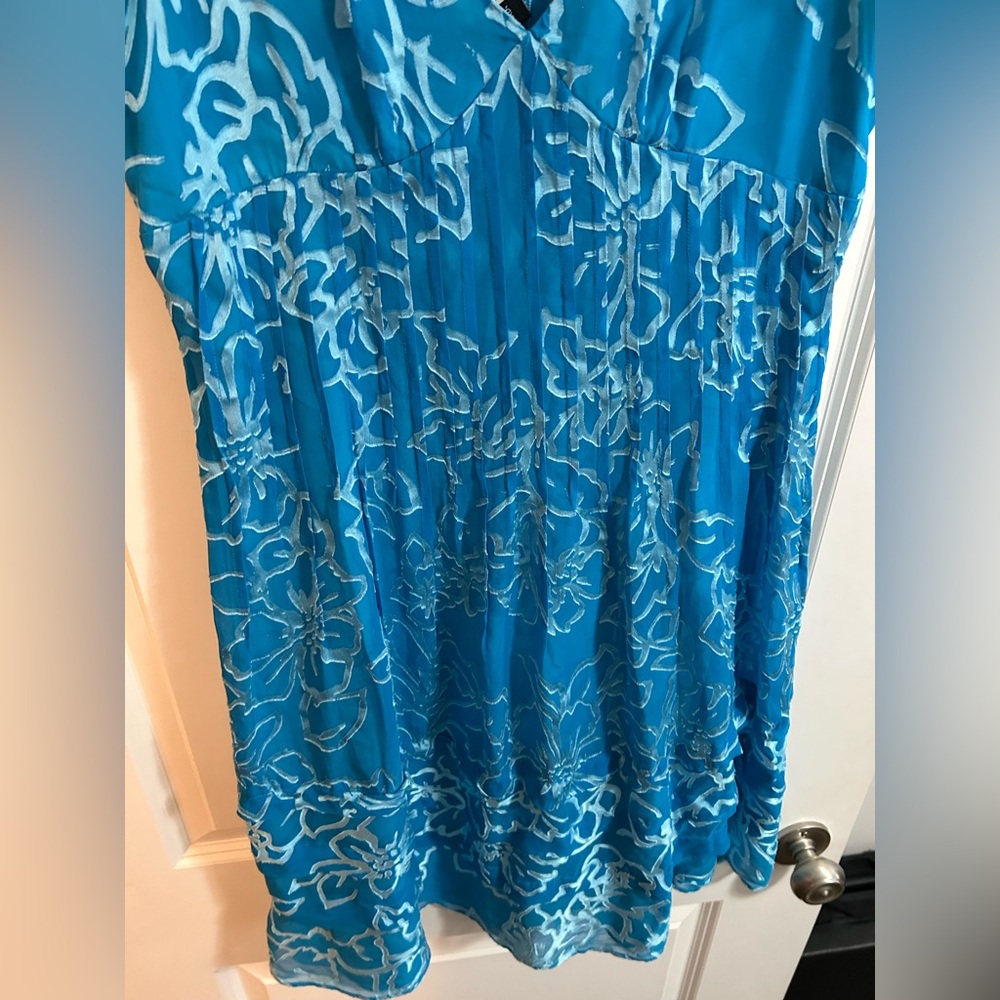 Oue‎ Per Oue Veste blue velvet burnout dress size 8 - Picture 7 of 11